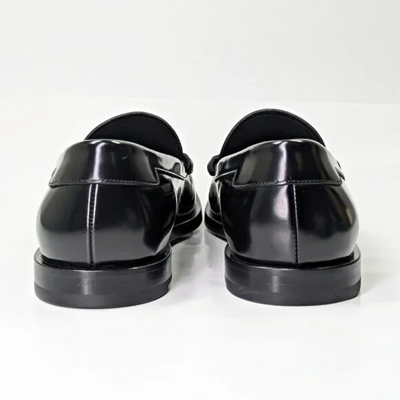Dolce & Gabbana Men's DG-Plaque Polished Calfskin Leather Loafers Size 8.5